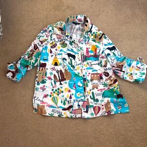 John Mark Multicolor Graphic Button Down Shirt